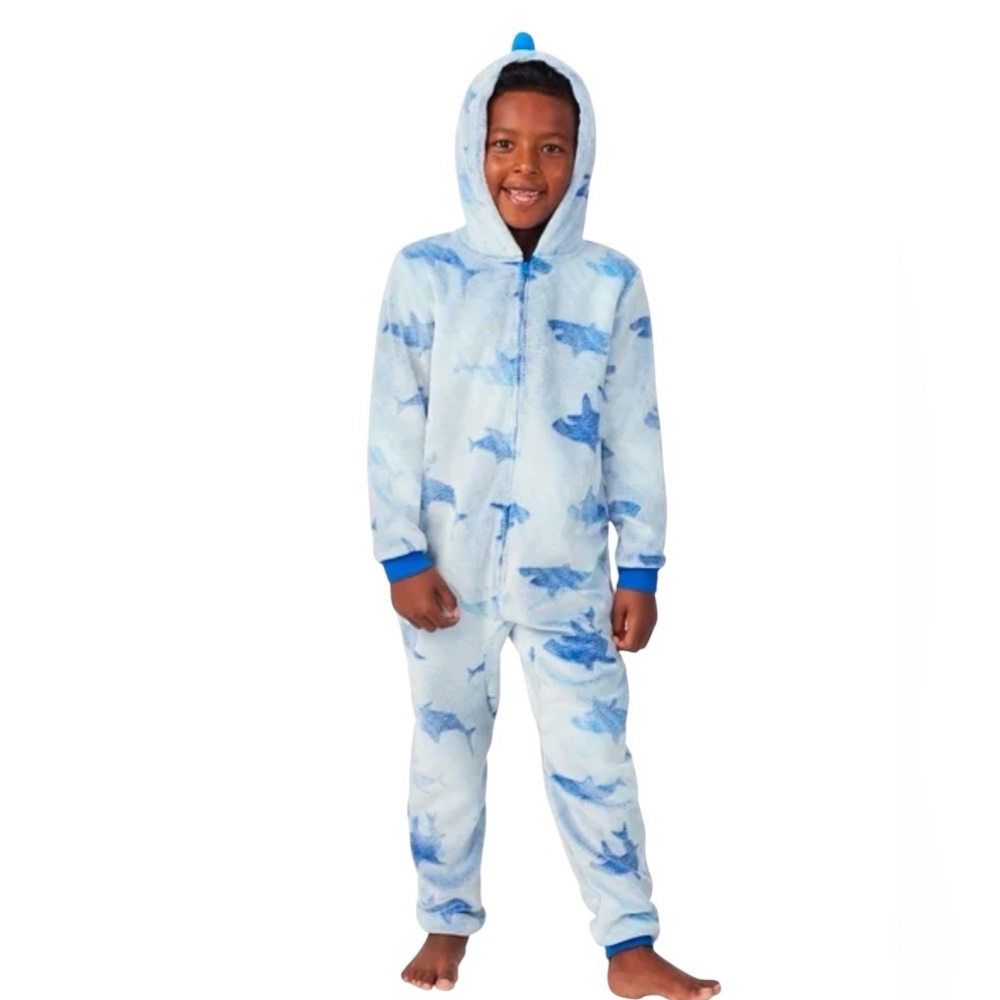 SAINT EVE YOUTH HOODED FLEECE SLEEPER/SIZE: 14/16 BLUE SHARK